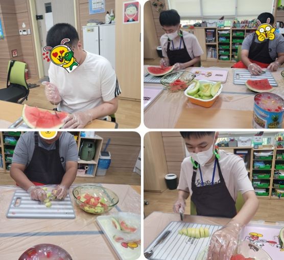 성인주간보호2반 8월 활기찬 더위탈출 활동 모습입니다.